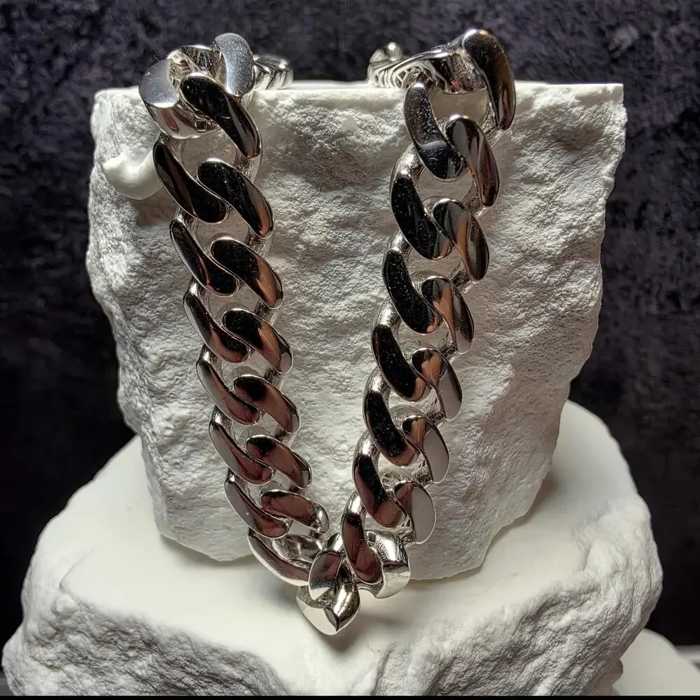 925 Sterling Silver 8.8mm Monaco Cuban Chain Necklace 24